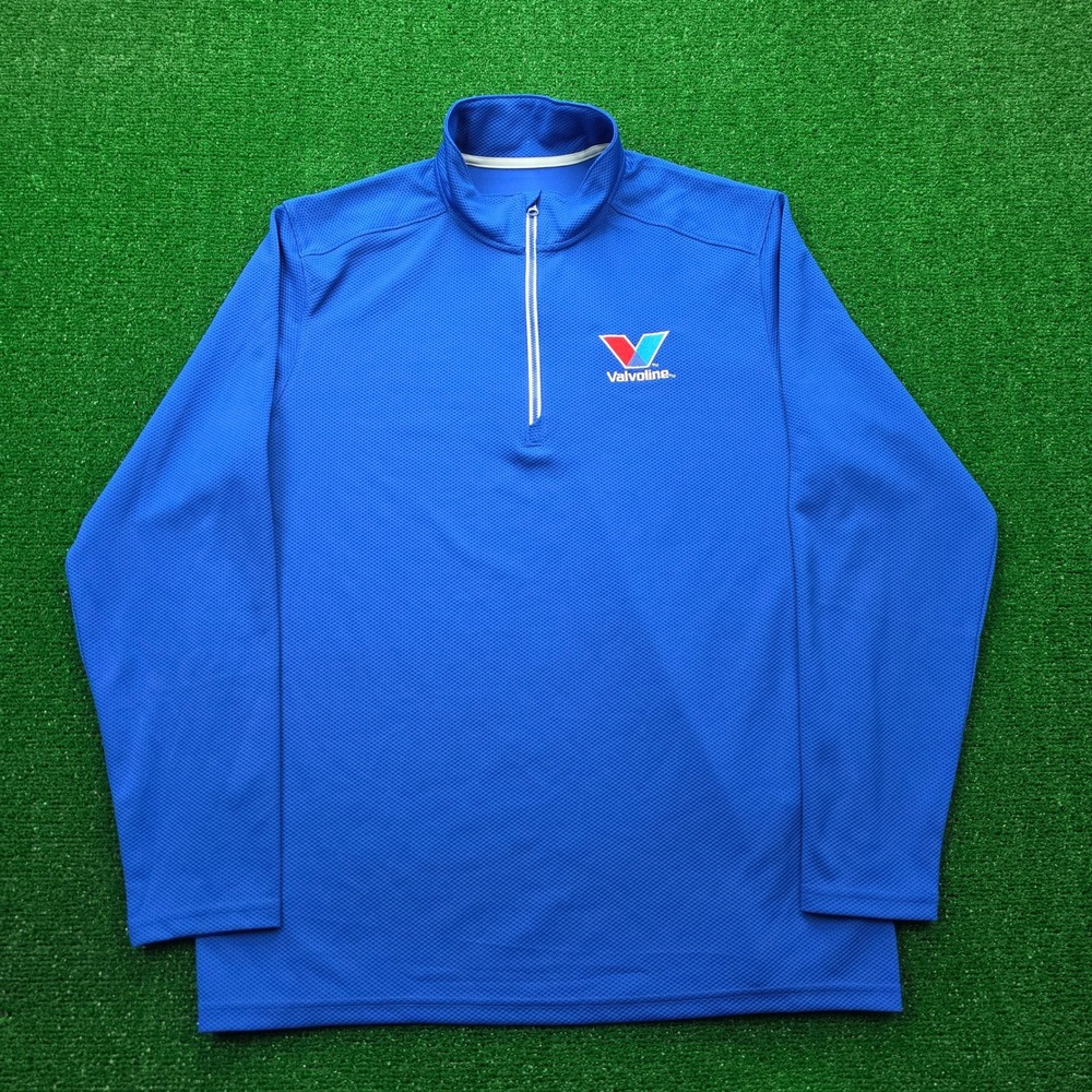 Valvoline Quarter Zip Performance Sweatshirt Mens Large Blue Long Sleeve